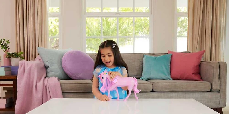 Barbie Sparkle Lights Toy Unicorn with 20 Interactive Combos of Lights, Sounds & Music