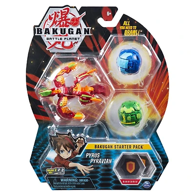 Bakugan, Starter Pack 3 personnages, Pyrus Pyravian, Créatures transformables à collectionner