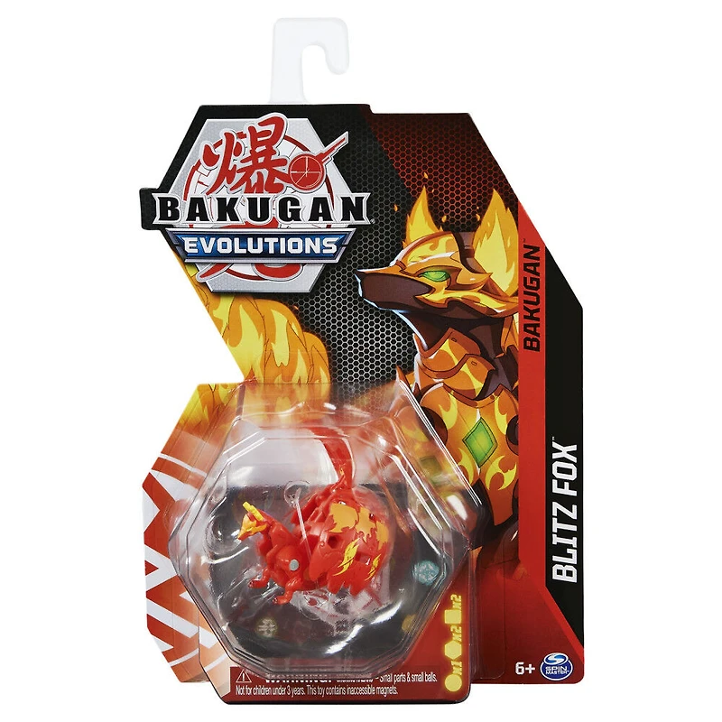 Bakugan Evolutions, Blitz Fox (Rouge), Figurine articulée de 5,1 cm et carte à collectionner