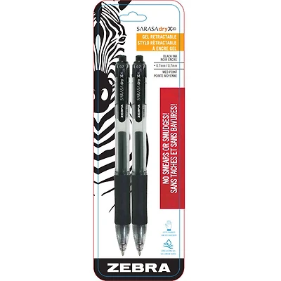Zebra Sarasa X20 Retractable Gel Pen Ink 2pk