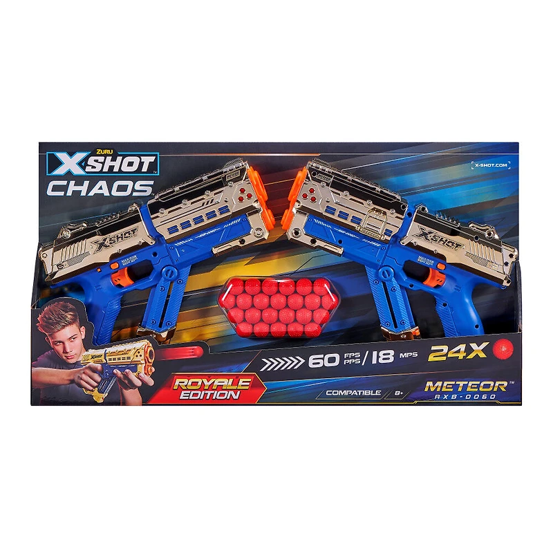 Fusil à cartouches 2PK Meteor édition Chaos Royale X-Shot (24 cartouches) - Notre exclusivité