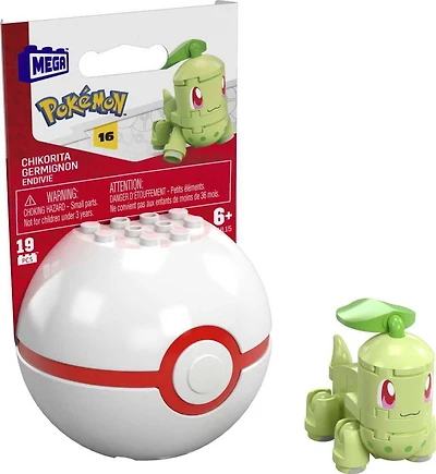 Coffret de construction Germignon Pokémon MEGA avec 19 pièces et Pokéball