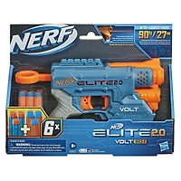 Nerf Elite 2.0, blaster Volt SD-1, 6 fléchettes Nerf officielles, faisceau lumineux de visée, rangement pour 2 fléchettes, 2 rails tactiques