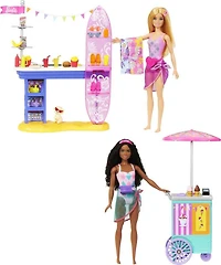Barbie - Coffret de jeu - Promenade à la plage, Brooklyn et Malibu