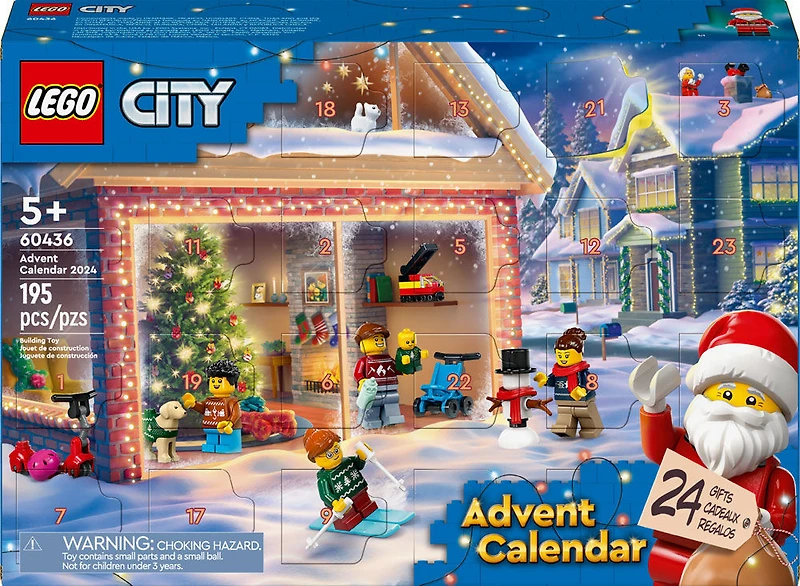 LEGO City 2024 Advent Calendar, Countdown Holiday Gift, Miniature Christmas Figures, 60436