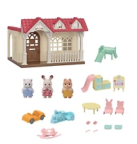 Calico Critters Sweet Raspberry Home Gift Set, Dollhouse Playset avec 3 figurines à collectionner, meubles et accessoires