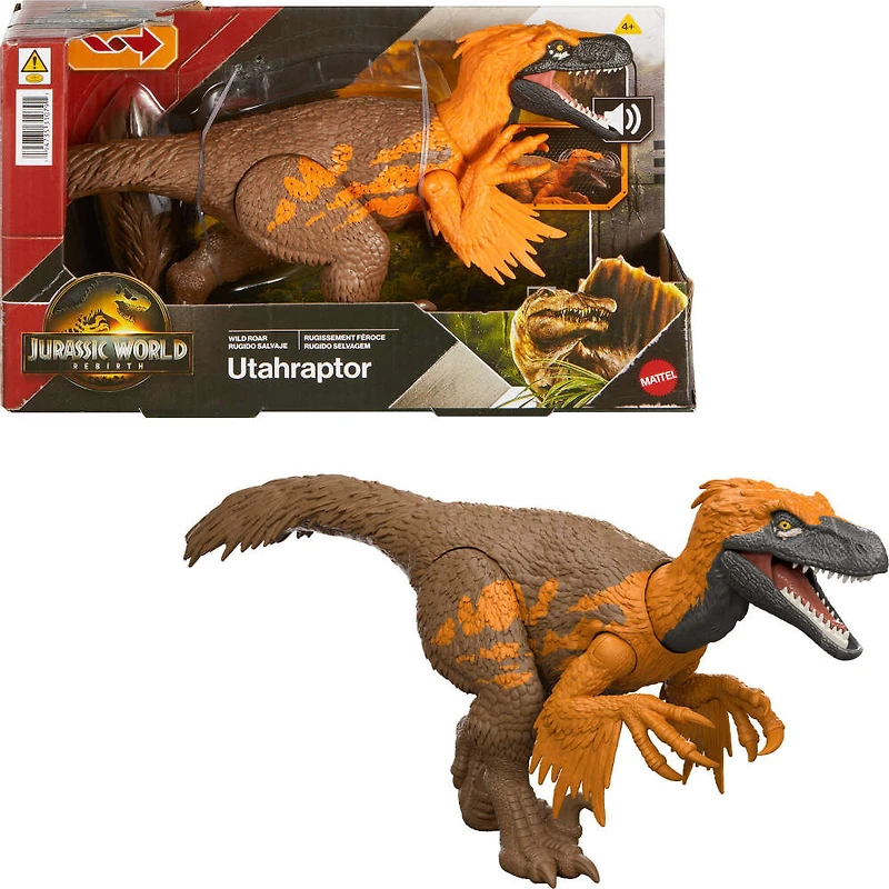 Jurassic World-Utahraptor-Figurine articulée avec attaque et son