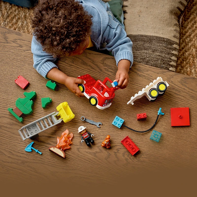 LEGO DUPLO Town Fire Truck with Hose and Firefighter Building Toy for Toddlers, Ages 2+ - 10473