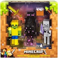 Coffret de 3 figurines articulées Mode Survie Minecraft -  les styles peuvent varier - Notre Exclusivité