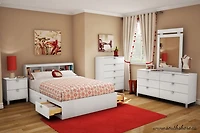 Spark Tête de lit bibliothèque Double Blanc solide