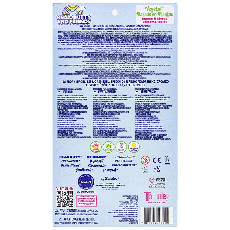 Baumes à Lèvres Hello Kitty en 4 Pièces avec Miroir Lumineux