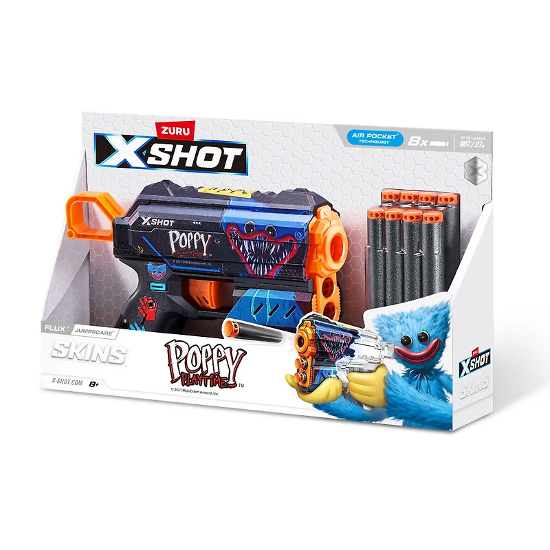 Pisolet Flux XSHOT Skins - Décoration Poppy Playtime (8 Fléchettes) par ZURU