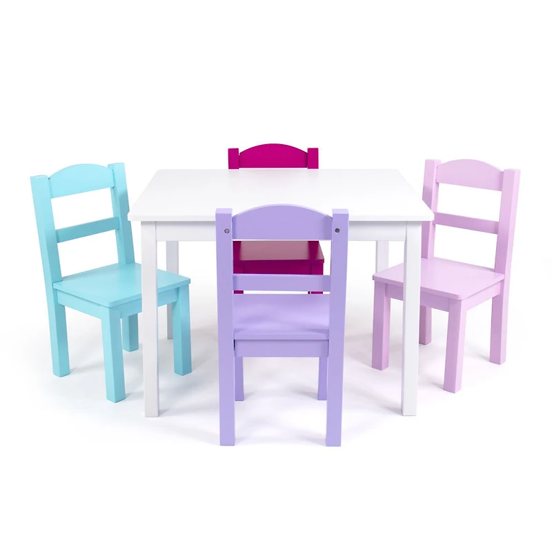 Kids Wood Table and 4 Chairs White/Pinks
