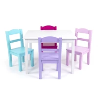 Kids Wood Table and 4 Chairs White/Pinks