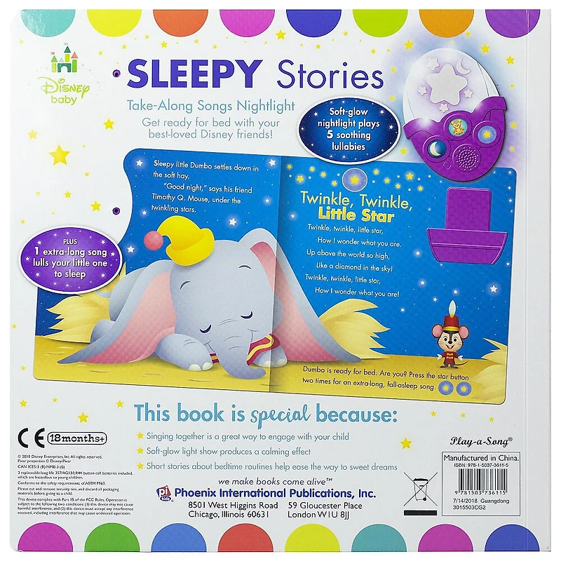 Disney Baby Sleepy Stories – Take-Along Songs Nightlight (Histoires pour s'endormir de Disney Baby – Veilleuse musicale).