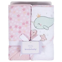 Koala Baby - Pink Narwhal Woven Hooded Towel - 2 Pack