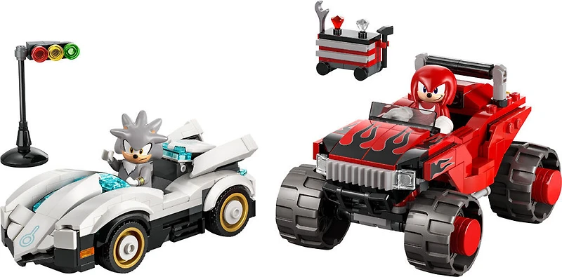 LEGO Sonic the Hedgehog La Voiture de Silver Contre le Camion Monstre de Knuckles, Jouet de Construction pour les Enfants de 8 Ans et Plus 77118
