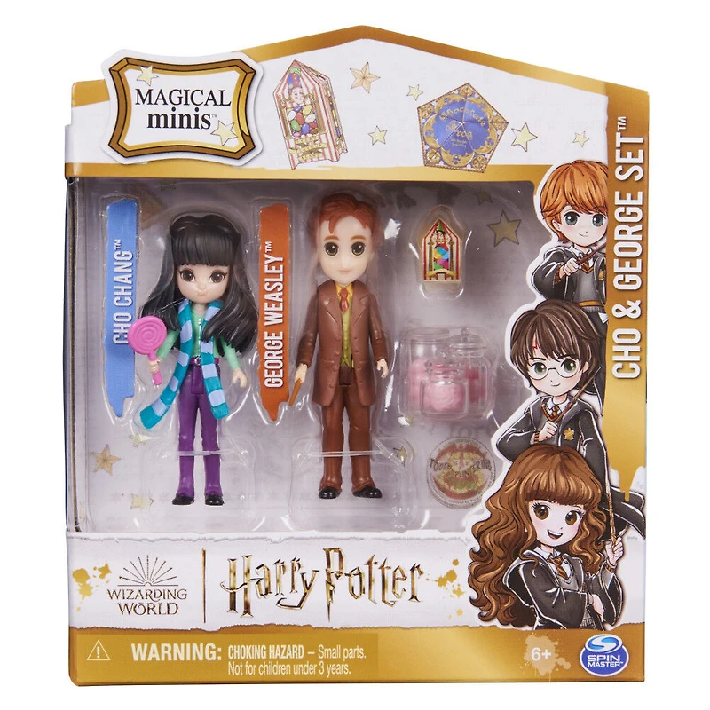 Wizarding World Harry Potter, Magical Minis Cho Chang and George Weasley Figure Set with 2 Doll Accessories
