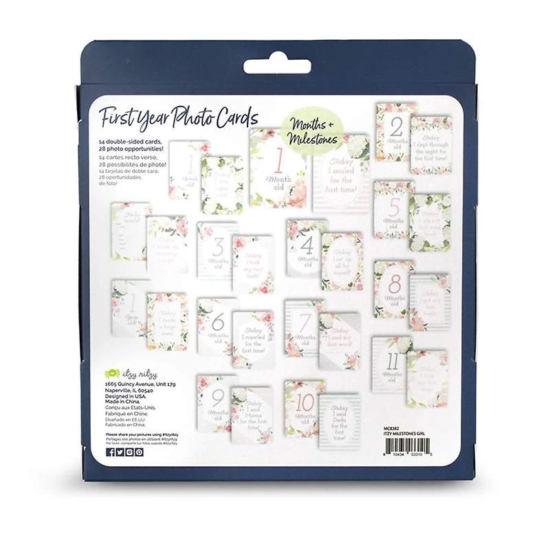 Itzy Ritzy Cartes Milestone - Floral - Édition anglaise