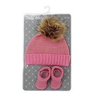 Baby Mode Knit Hat & Bootie Set 0-6M
