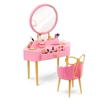 Our Generation Fabulous Fun Vanity Set Pink Vanity Table & Accessories for 18-inch Dolls