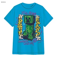 Minecraft Hostile Comportement Garçon T-Shirt À Manches Courtes Atoll Bleu