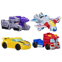 Transformers Toys Heroes vs Villains 4-Pack, 4.5 Inch Action Figures, Preschool Robot Toys for Kids Ages 3 and Up