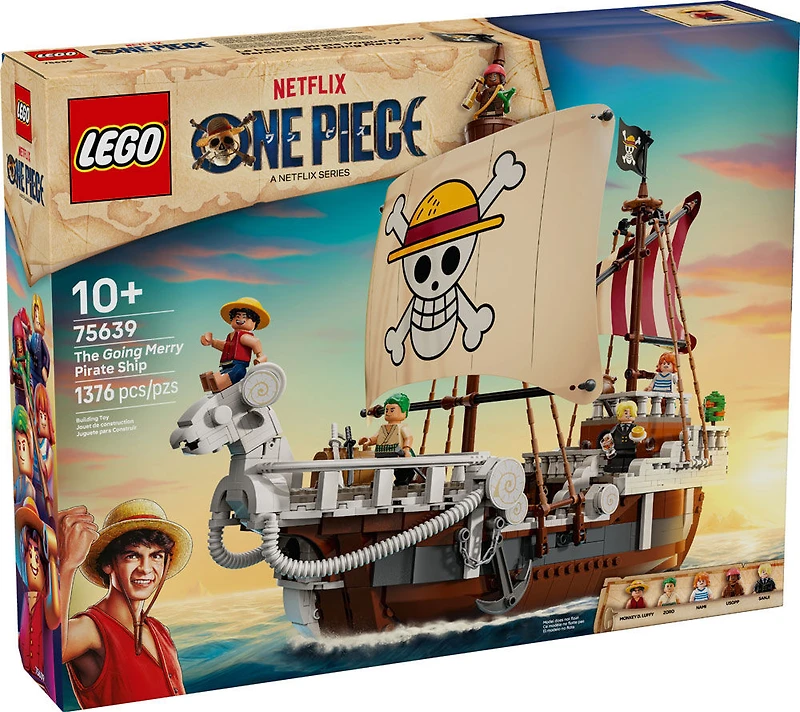 LEGO ONE PIECE Le Bateau Pirate Vogue Merry, Ensemble de Bateau avec 5 Figurines de l'Anime 75639