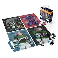 Disney Pixar Lightyear, 4 Jigsaw Puzzle Bundle 100-Piece Buzz Toy Story New Movie with Portable Rope Gift Box