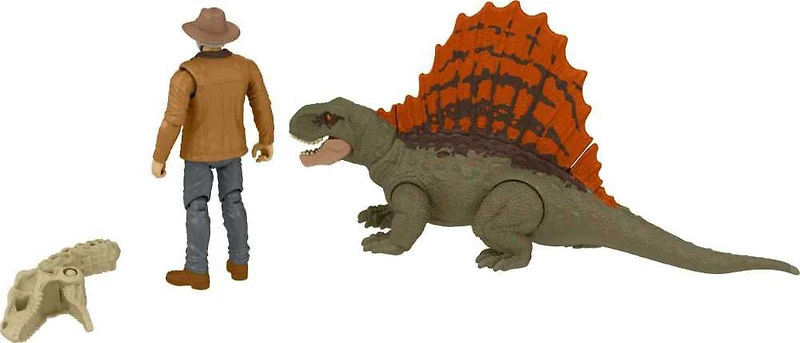Coffret humain et dino Dr Alan Grant et Dimétrodon Jurassic World: Dominion avec figurine d'humain, figurine de dinosaure et accessoires