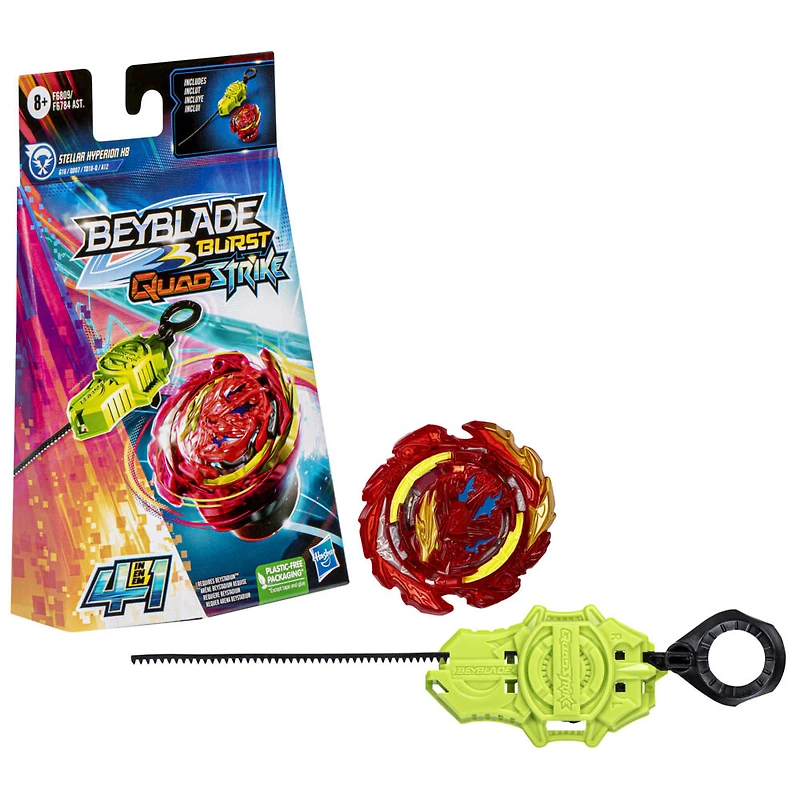 Beyblade Burst QuadStrike Stellar Hyperion H8 Spinning Top Starter Pack, Battling Game Top Toy Set with Launcher