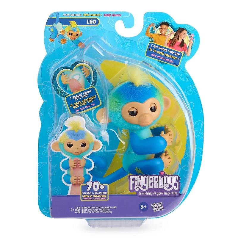 Fingerlings Interactive Baby Monkey, plus de 70 sons et réactions, le coeur s'allume, réagit au toucher