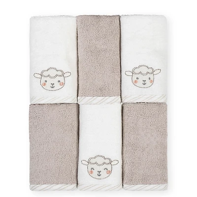 Koala Baby 6-Pack Washcloths, Little Lamb