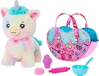 Barbie Peluche Chef Aventure animale, licorne, sac, 5accessoires