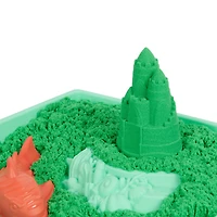 Kinetic Sand, Coffret Bac à sable, 454 g de sable vert, bac à sable, 4 moules et outils, jouets sensoriels
