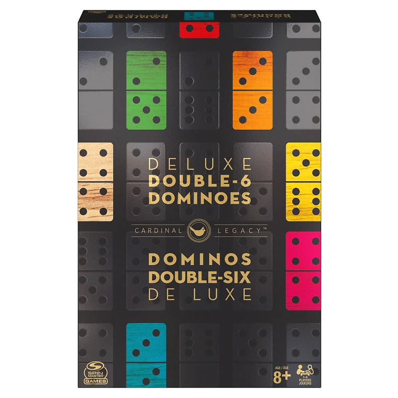 Dominos double 6 de luxe, Jeu classique de 28 dominos dans un coffret en bois avec doublure de haute qualité