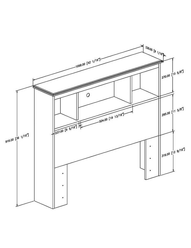 Little Treasures Tête de lit bibliothèque- Pin country