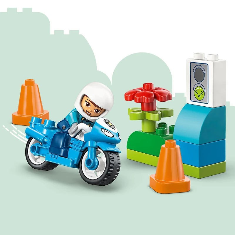 LEGO DUPLO Town Blue Police Motorcycle Toy - Toddler Learning Toy for Boys & Girls, Ages 2+ - 10471
