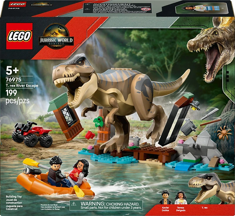 LEGO Jurassic World T. rex River Escape - Dinosaur Toy For Kids, Boys, and Girl 5-7 - 76975