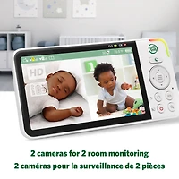LeapFrog LF815-2HD Moniteur de bébé Wi-Fi 1080p à 2 caméras avec accès à distance, affichage 720p haute définition de 5 po, veilleuse, vision nocturne couleur (Blanc)