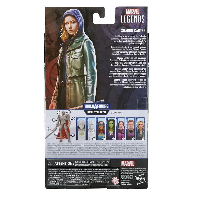 Marvel Legends Series, figurine de collection Sharon Carter de 15 cm MCU Disney+, 4 accessoires et 2 pièce Build-a-Figure