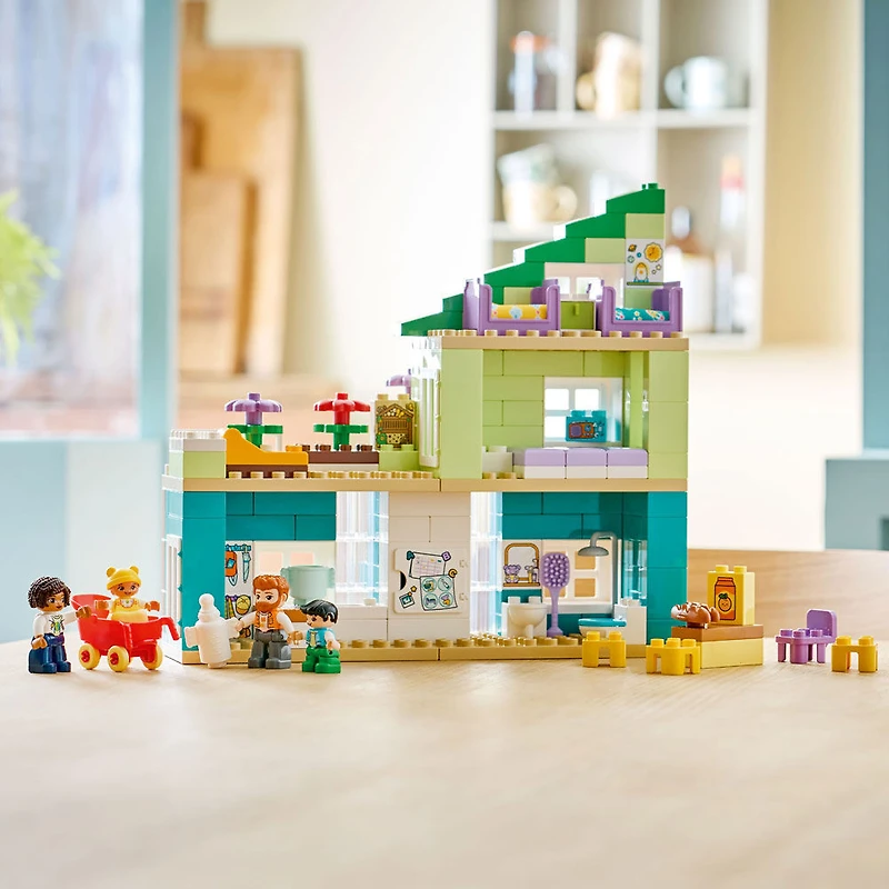 LEGO DUPLO Ma Ville La Maison Familiale Moderne avec des Figurines 3 en 1, Ensemble de Construction de Maison de Poupée pour Tout-Petits 10470