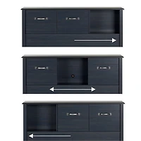 Ulysses Tête de lit bibliothèque avec portes coulissantes Simple Myrtille