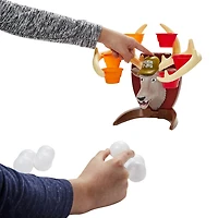 Deer Pong avec tête de chevreuil parlante et musique, inclut 6 gobelets et 6 balles (Version française)