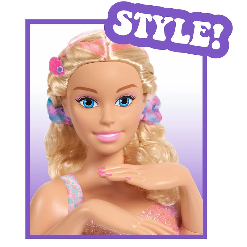 Barbie Tie-Dye Deluxe 20-Piece Styling Head, Blonde Hair, Includes 2 Non-Toxic Dye Colors