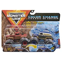 Monster Jam, Coffret de 2 monster trucks officiels en métal moulé Grave Digger vs Grave Digger The Legend qui changent de couleur, échelle 1:64