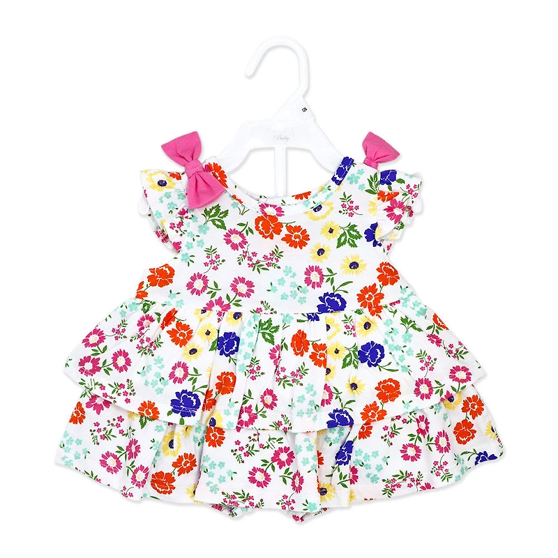 Sterling Baby 2 Piece Poplin Tiered Dress: Multi Floral
