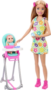 Barbie Skipper Babysitters Inc & Playset, Includes Doll, Baby, and Mealtime Accessories