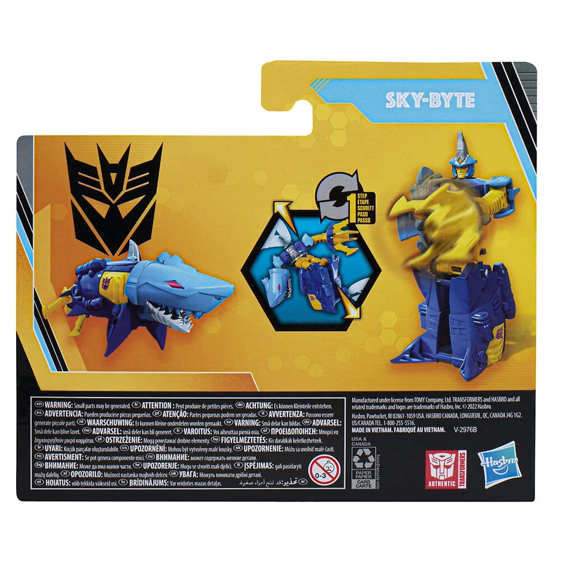 Transformers Buzzworthy Bumblebe, figurine Sky-Byte à conversion One Step, 10,5 cm