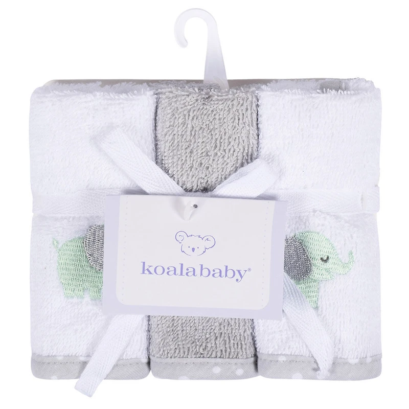 Koala Baby - Grey Woven Washcloth - 6 Pack